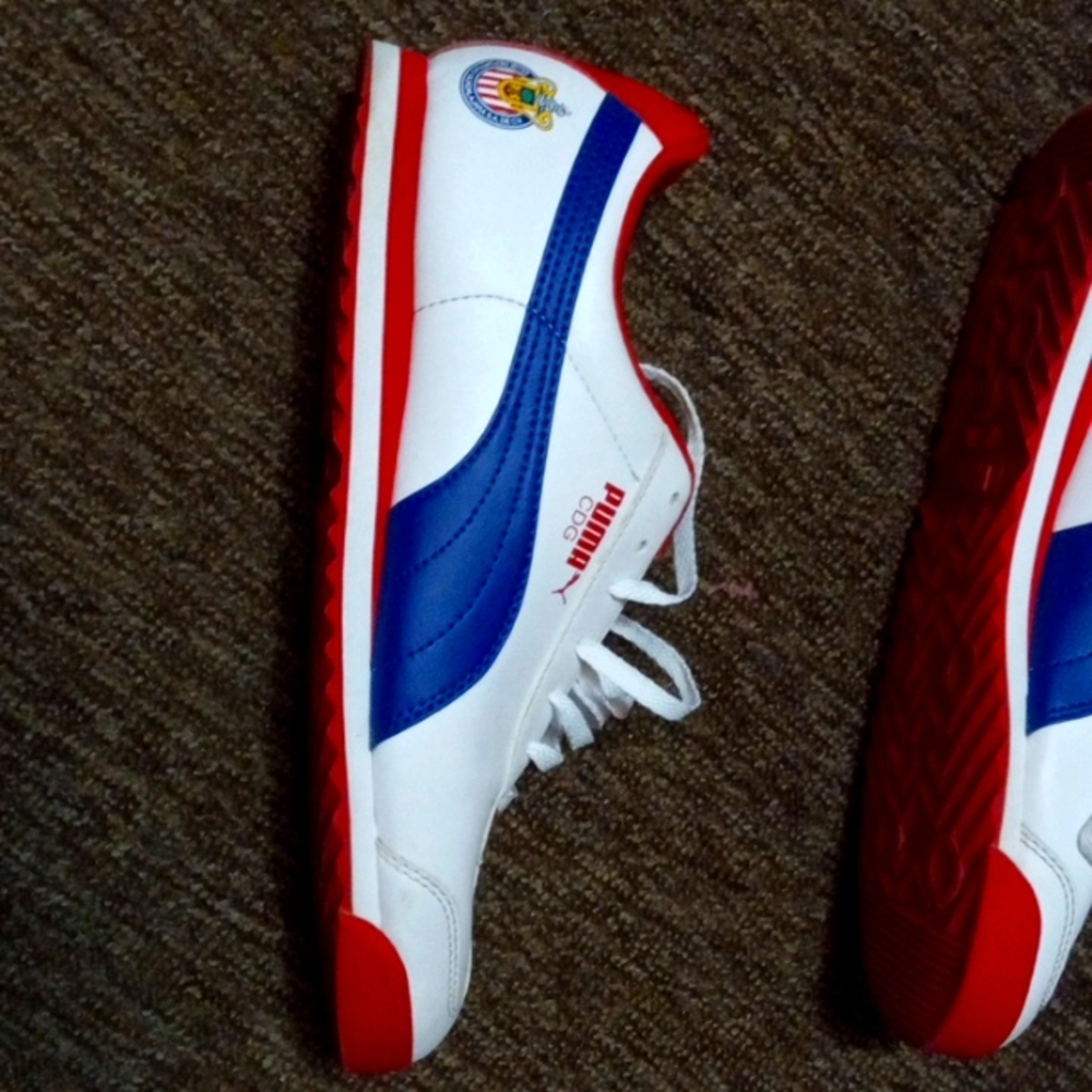 9 1/2 red and white puma cdg special edition